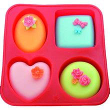 Load image into Gallery viewer, 0773 Silicone Circle, Square, Oval and Heart Shape Soap And Mini Cake Making Mould
