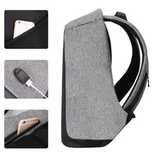 Load image into Gallery viewer, 1208 Smart Grey Laptop Backpack with USB Plug Charging Port