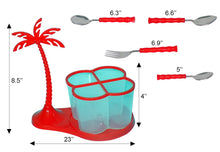 Load image into Gallery viewer, 111 Dining/Cutlery Set with Coconut Tree Design stand(24pcs)