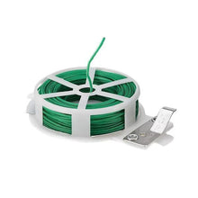 Load image into Gallery viewer, 873 Plastic Twist Tie Wire Spool With Cutter For Garden Yard Plant 50m (Green)
