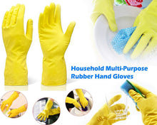 Load image into Gallery viewer, 662 - Flock line Reusable Rubber Hand Gloves (Yellow 2 tone) - 1pc
