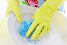 Load image into Gallery viewer, 662 - Flock line Reusable Rubber Hand Gloves (Yellow 2 tone) - 1pc
