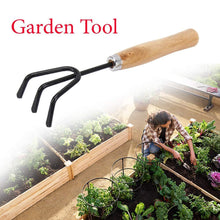 Load image into Gallery viewer, Your Brand Gardening Tools - Reusable Rubber Gloves, Flower Cutter/Scissor &amp; Garden Tool Wooden Handle (3pcs-Hand Cultivator, Small Trowel, Garden Fork)
