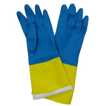 Load image into Gallery viewer, 671 - Dual Color Reusable Rubber Hand Gloves (Yellow + blue) - 1 pc
