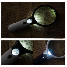 Load image into Gallery viewer, 449 Handheld Reading Magnifier Glass 3X, 45X with 3 LED Lights for Reading/Maps/Watch Repair
