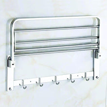 Load image into Gallery viewer, 0491 Stainless Steel Folding Towel Rack Cum Towel Bar 18 Inch
