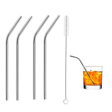 Load image into Gallery viewer, Your Brand Food Grade Silicone Straws(4pc), Stainless Steel Straws(4pc) &amp; Straw Cleaning Brush(2pc)
