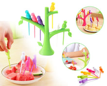 Load image into Gallery viewer, Your Brand Fancy Bird Table Fork with Stand for Eating Fruits - Pack of 6

